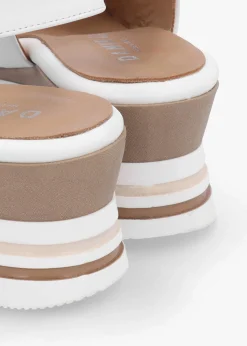 Hot DANIEL Canna White Leather Peep Toe Wedge Sandals