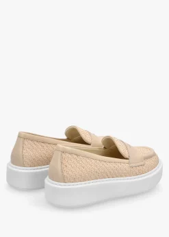 Sale DONNA LEI Carly Beige Woven Leather Chunky Loafers