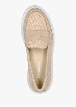 Sale DONNA LEI Carly Beige Woven Leather Chunky Loafers