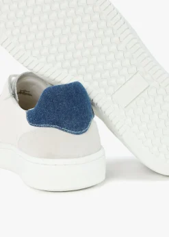 Outlet BARBOUR Celeste White & Chambray Leather Trainers