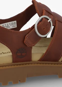 Discount TIMBERLAND Clairemont Way Dark Red Leather Fisherman Sandals