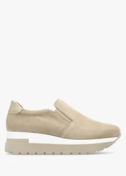 Hot DANIEL Commy Beige Suede Flatform Wedge Shoes