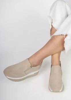 Hot DANIEL Commy Beige Suede Flatform Wedge Shoes
