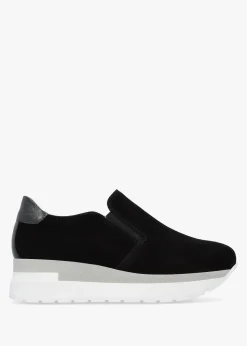 Best DANIEL Commy Black Suede Flatform Wedge Shoes