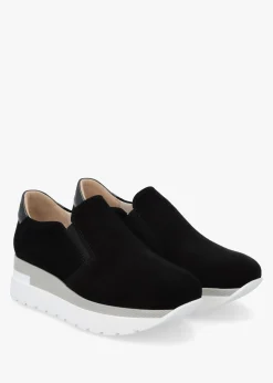 Best DANIEL Commy Black Suede Flatform Wedge Shoes
