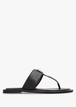 Outlet DANIEL Costly Black Leather Toe Post Sandals