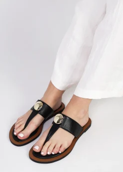 Outlet DANIEL Costly Black Leather Toe Post Sandals