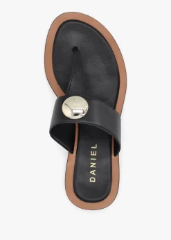Outlet DANIEL Costly Black Leather Toe Post Sandals