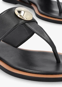 Outlet DANIEL Costly Black Leather Toe Post Sandals