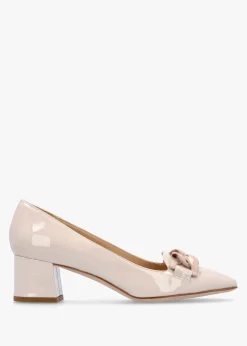 Fashion LUCA GROSSI Cream Patent Leather Block Heel Court Shoes