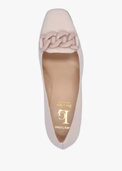 Fashion LUCA GROSSI Cream Patent Leather Block Heel Court Shoes