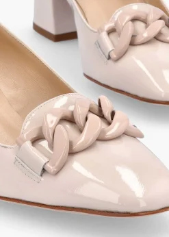 Fashion LUCA GROSSI Cream Patent Leather Block Heel Court Shoes