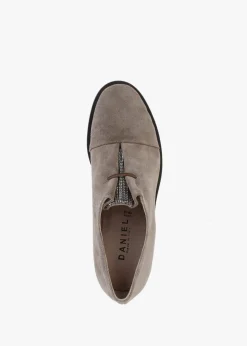 Best DANIEL Crystie Taupe Suede Embellished Oxford Shoes
