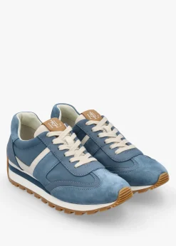 Fashion LAUREN RALPH LAUREN Dani Colour Block Blue Dust Suede Trainers