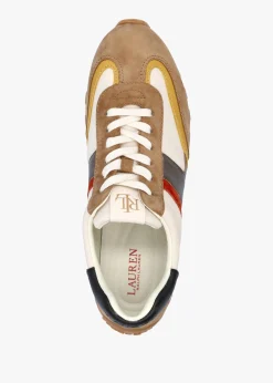 Clearance LAUREN RALPH LAUREN Dani Colour Block Soft White Camel Multi Suede Trainers