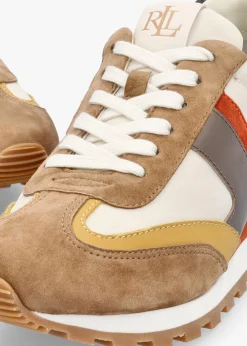 Clearance LAUREN RALPH LAUREN Dani Colour Block Soft White Camel Multi Suede Trainers