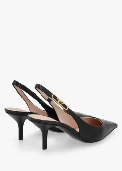 Outlet EMPORIO ARMANI Decollete Black Leather Sling Back Heels