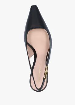Outlet EMPORIO ARMANI Decollete Black Leather Sling Back Heels