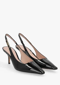 New EMPORIO ARMANI Decollete Black Patent Leather Sling Back Heels