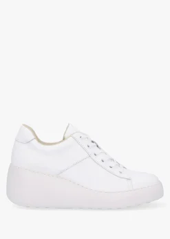 Outlet FLY LONDON Delf II White Leather Wedge Trainers
