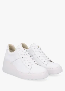 Outlet FLY LONDON Delf II White Leather Wedge Trainers