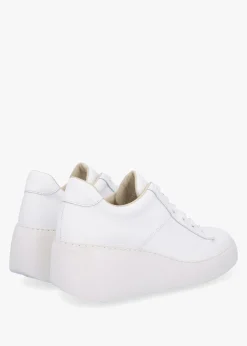 Outlet FLY LONDON Delf II White Leather Wedge Trainers