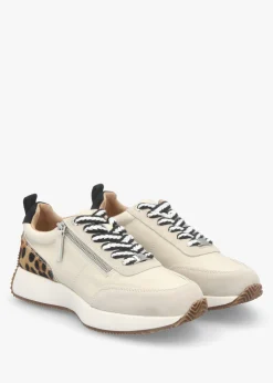 Online MODA IN PELLE Delphinea White Leopard Pony Hair Leather & Suede Trainers