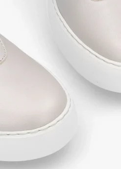 Outlet FLY LONDON Dipo Silver Leather Wedge Trainers