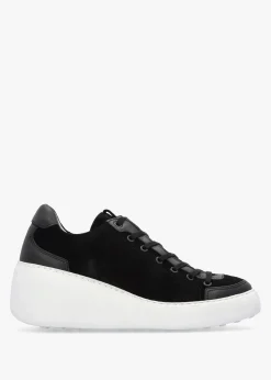 Outlet FLY LONDON Dufy Black Suede Wedge Trainers