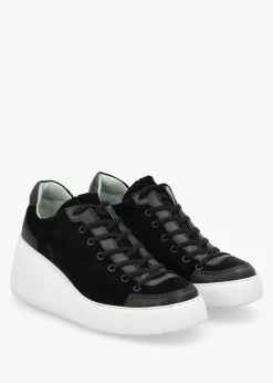 Outlet FLY LONDON Dufy Black Suede Wedge Trainers