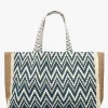 Outlet BLE Ecru & Blue Jute Woven Shopper Bag