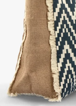 Outlet BLE Ecru & Blue Jute Woven Shopper Bag