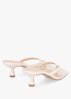 Sale DANIEL Eden Cream Leather Toe Post Kitten Heel Sandals