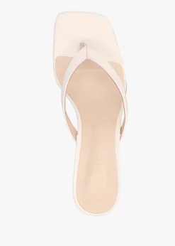 Sale DANIEL Eden Cream Leather Toe Post Kitten Heel Sandals
