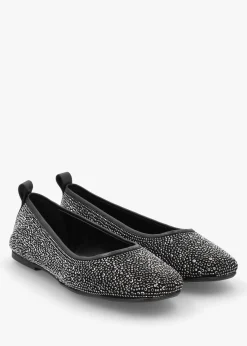 Sale DANIEL Edgie Black Suede Jewel Embellished Ballet Pumps