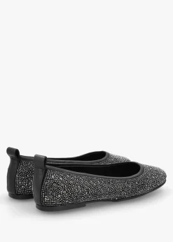 Sale DANIEL Edgie Black Suede Jewel Embellished Ballet Pumps