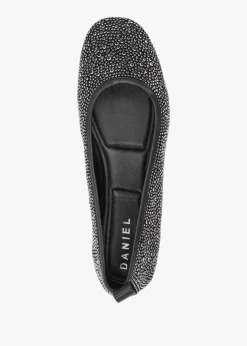 Sale DANIEL Edgie Black Suede Jewel Embellished Ballet Pumps