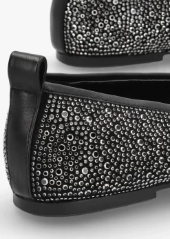 Sale DANIEL Edgie Black Suede Jewel Embellished Ballet Pumps