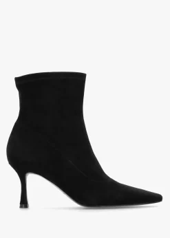 Fashion DANIEL Elenora Black Suede Shaped Heel Sock Boots