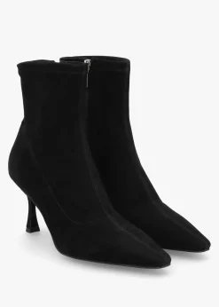 Fashion DANIEL Elenora Black Suede Shaped Heel Sock Boots
