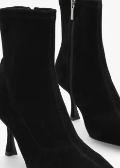 Fashion DANIEL Elenora Black Suede Shaped Heel Sock Boots