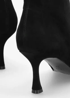 Fashion DANIEL Elenora Black Suede Shaped Heel Sock Boots