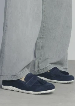 Sale MODA IN PELLE Elinia Navy Suede Tassel Loafers