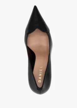 Outlet DANIEL Elove Black Leather Heart Toe Cap Court Shoes