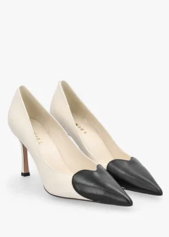 Hot DANIEL Elove Cream Leather Heart Toe Cap Court Shoes