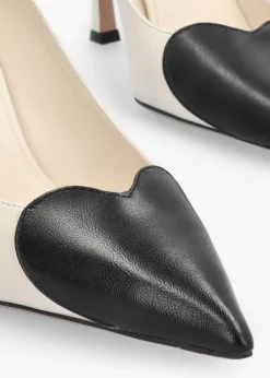 Hot DANIEL Elove Cream Leather Heart Toe Cap Court Shoes