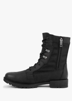 New SOREL Emelie II Lace Black Leather Tall Ankle Boots