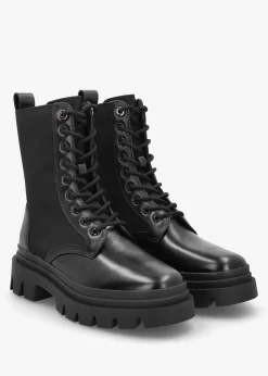 Discount DANIEL Emily Black Leather & Textile Biker Boots