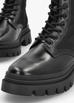 Discount DANIEL Emily Black Leather & Textile Biker Boots