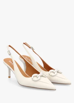 Outlet DANIEL Eppie White Leather Mid Heel Sling Back Shoes